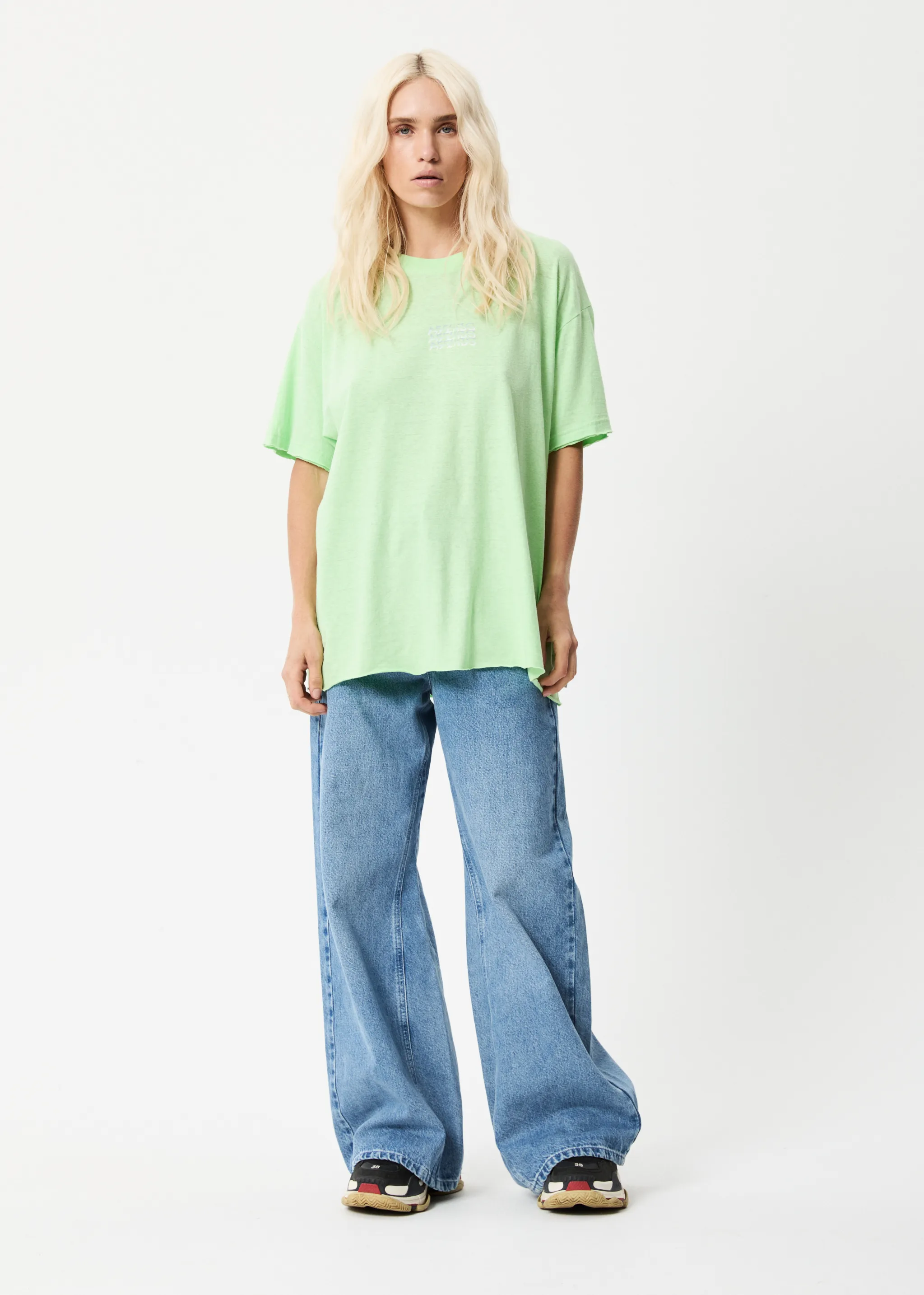 AFENDS Womens Elation - Oversized T-Shirt - Lime Green