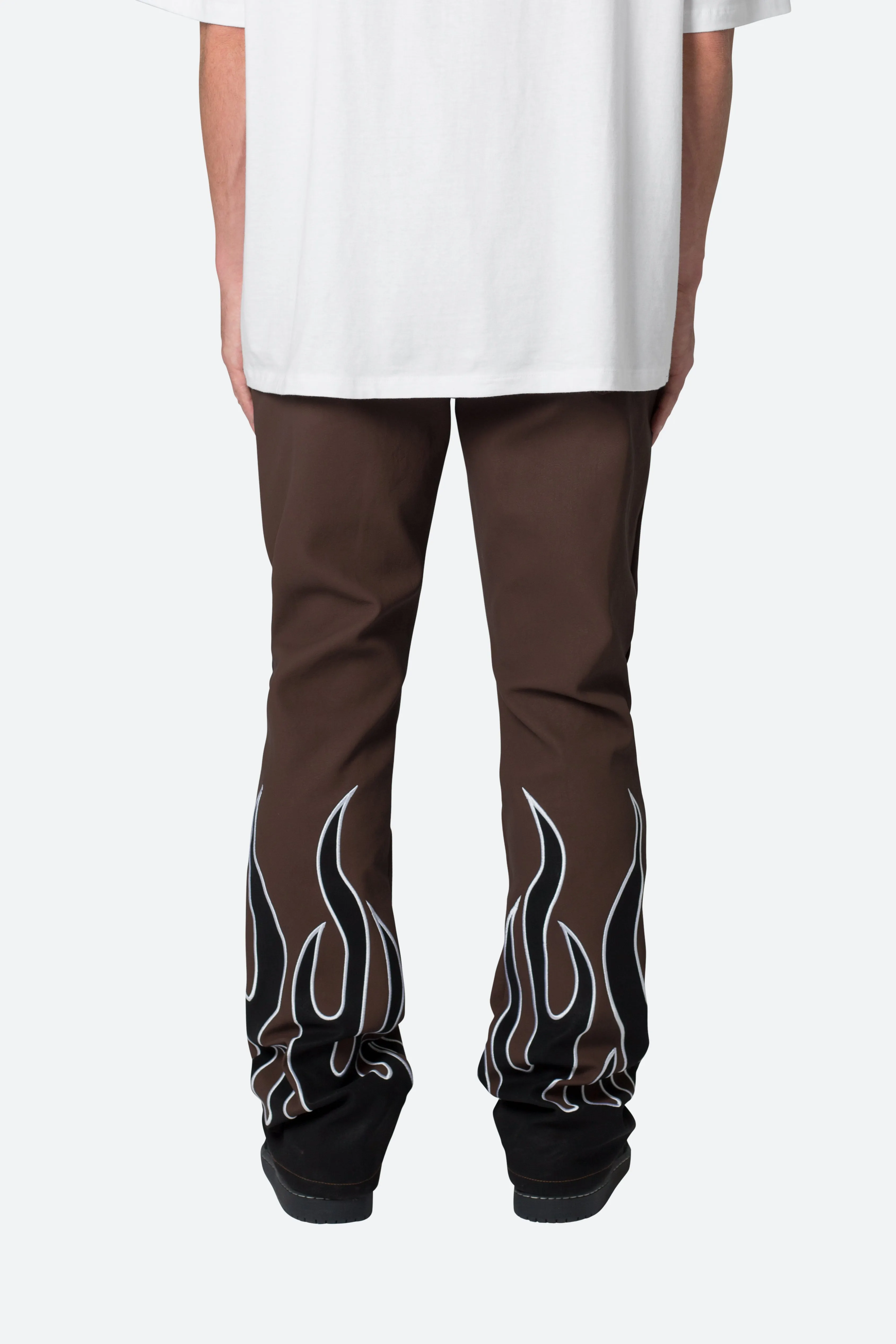 B517 Leather Flare Flame Pants - Brown/Black