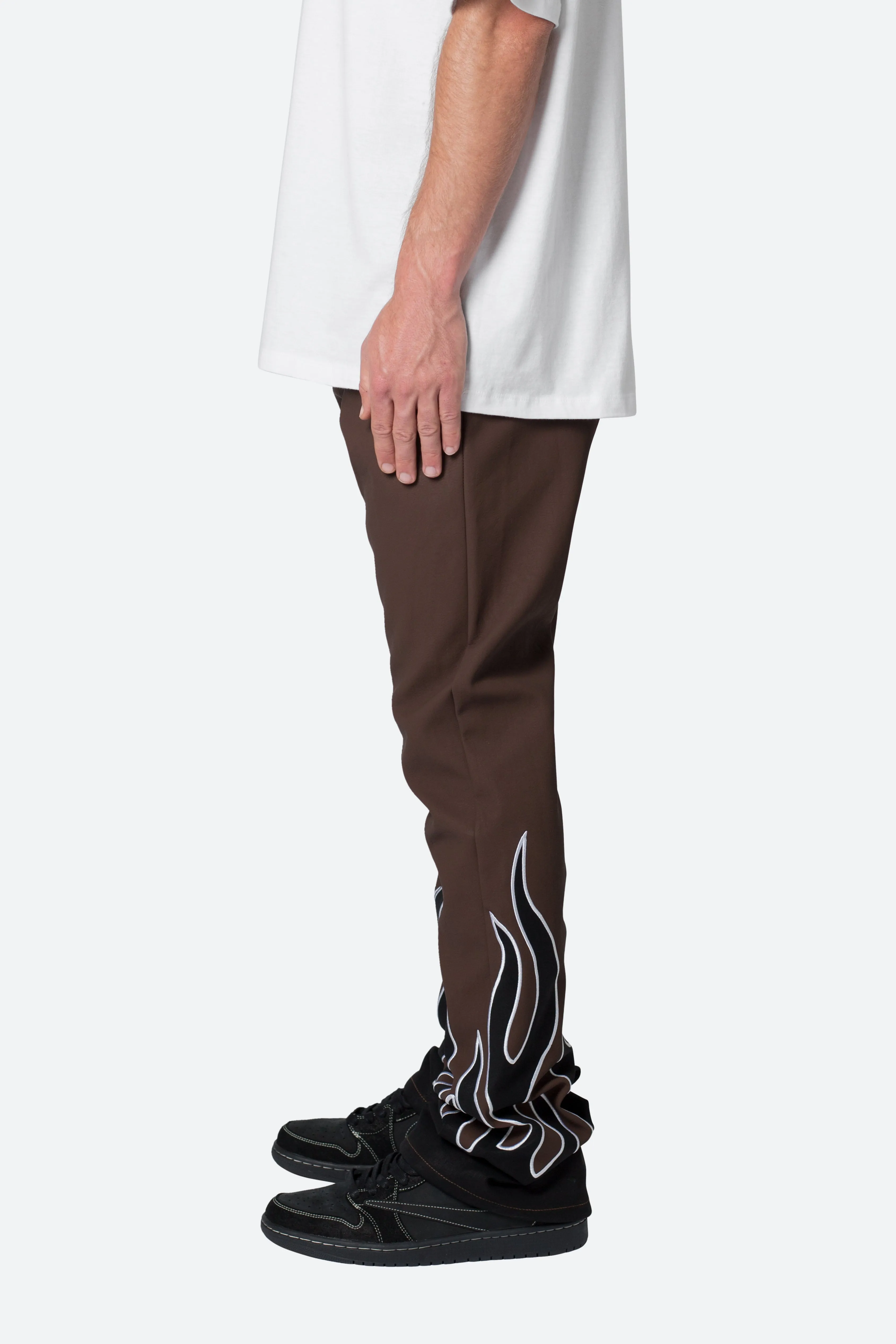 B517 Leather Flare Flame Pants - Brown/Black