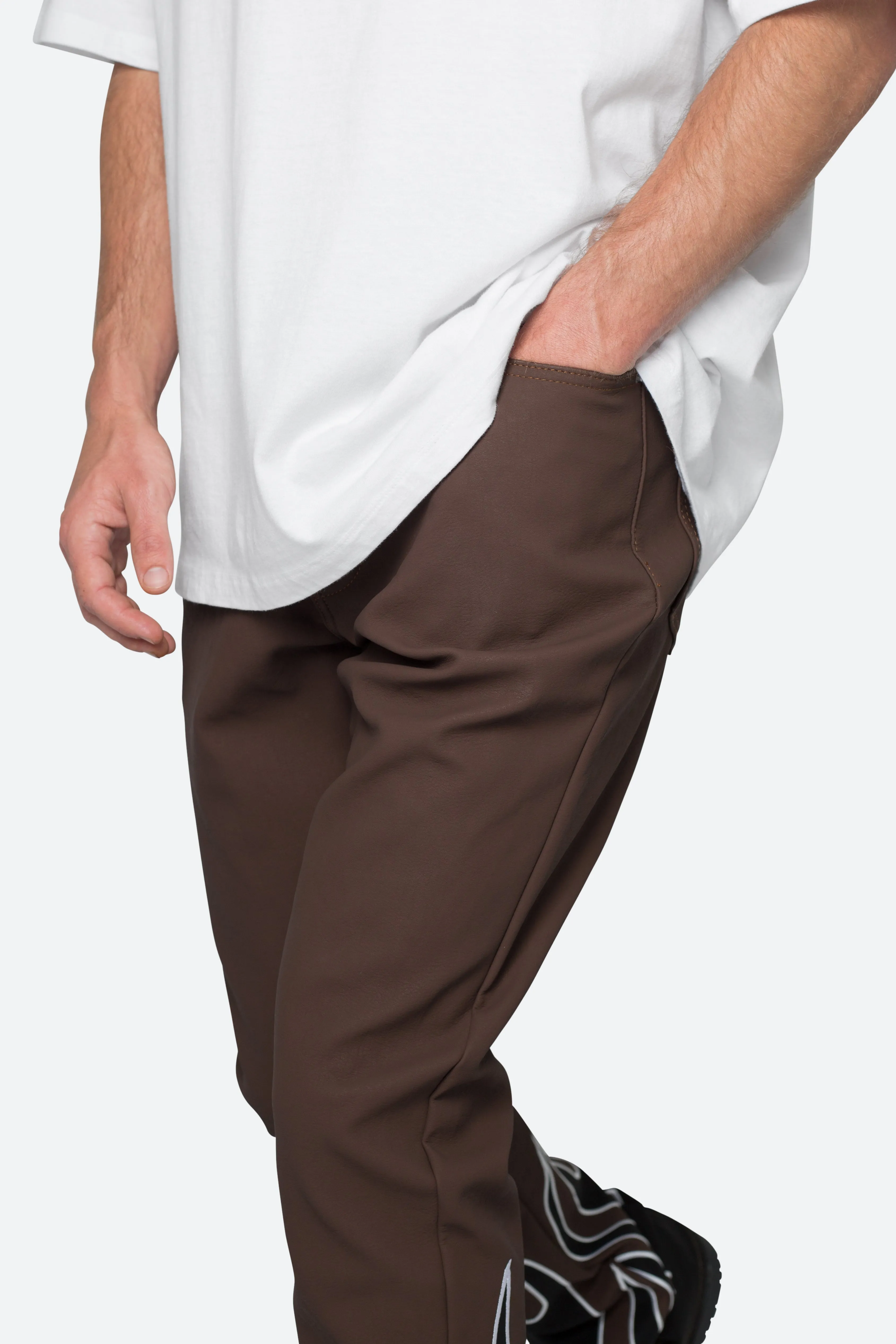 B517 Leather Flare Flame Pants - Brown/Black