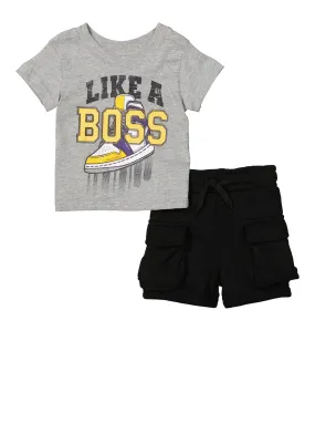 Baby Boys 0-9M Like A Boss Graphic Tee and Cargo Shorts