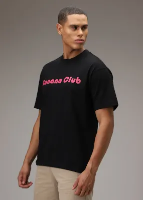 Banana Club Embossed Black Oversized Fit T-shirt