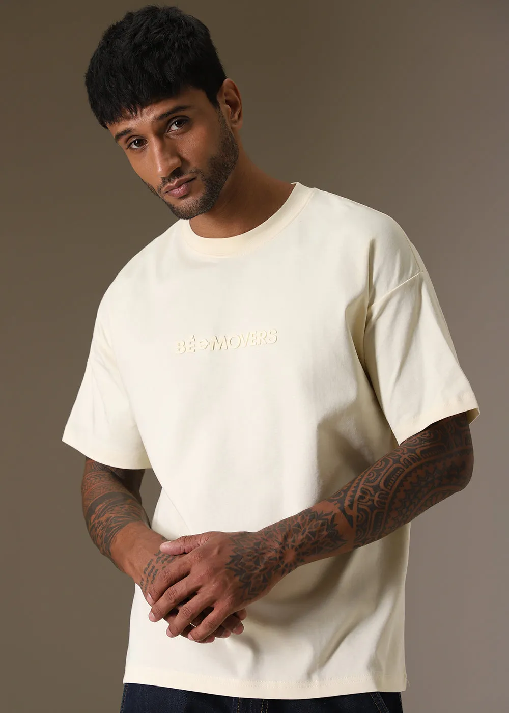 Emboss Luxe Cream Oversized T-shirt