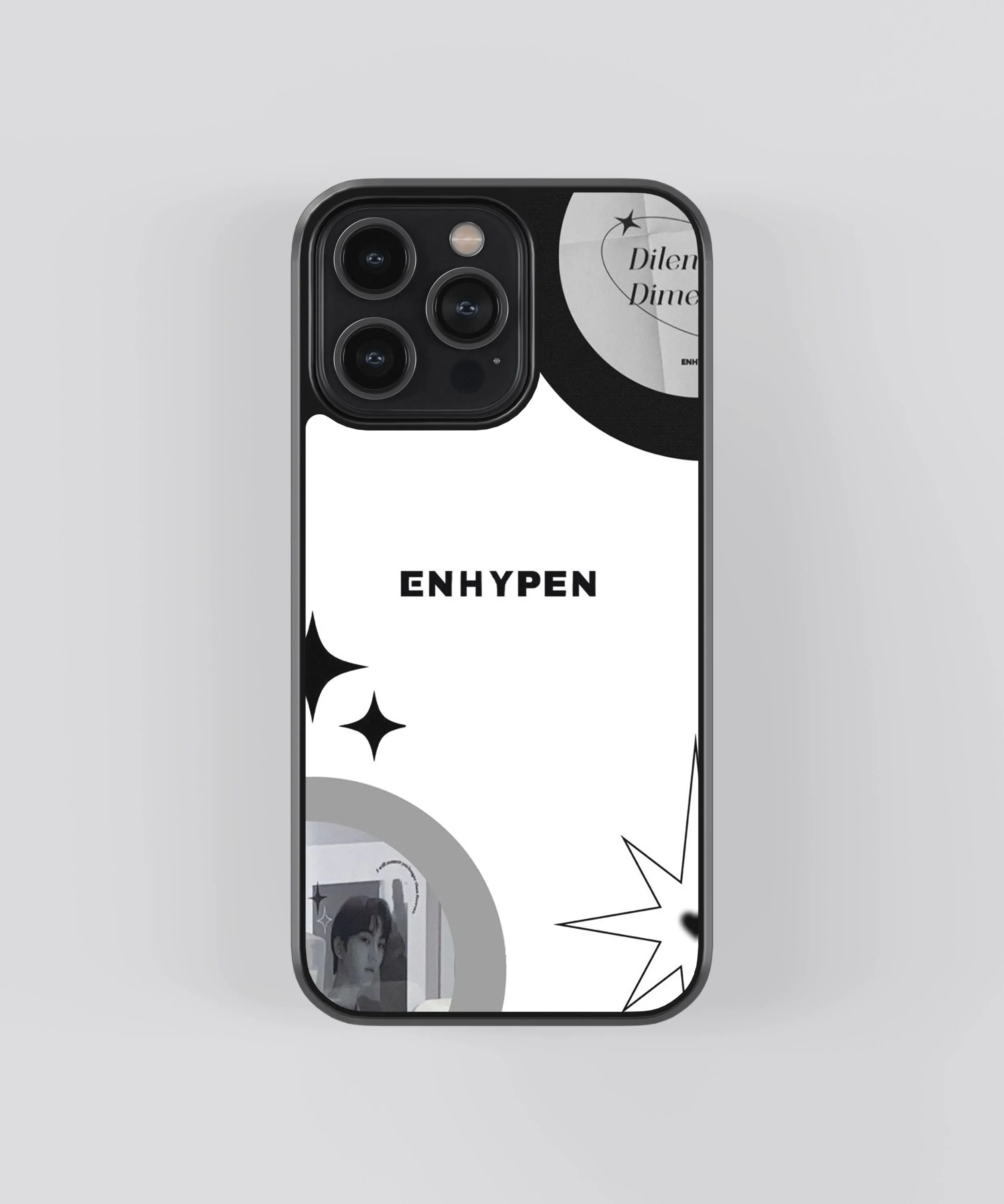 Enhypen B&W K-Pop Glass Phone Case Cover