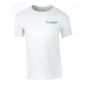 Gildan Adult Softstyle CHOP Neutral Color T-Shirt with Light Blue Logo