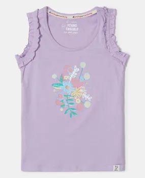 Girl's Super Combed Cotton Graphic Printed Tank Top - Lavendula