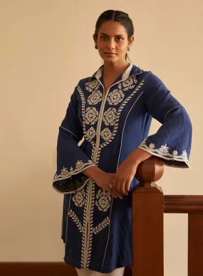 Indigo kurti with Dori work and Bell Sleeves