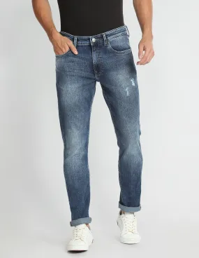 Lightly Distressed Slim Tapered Fit Jeans