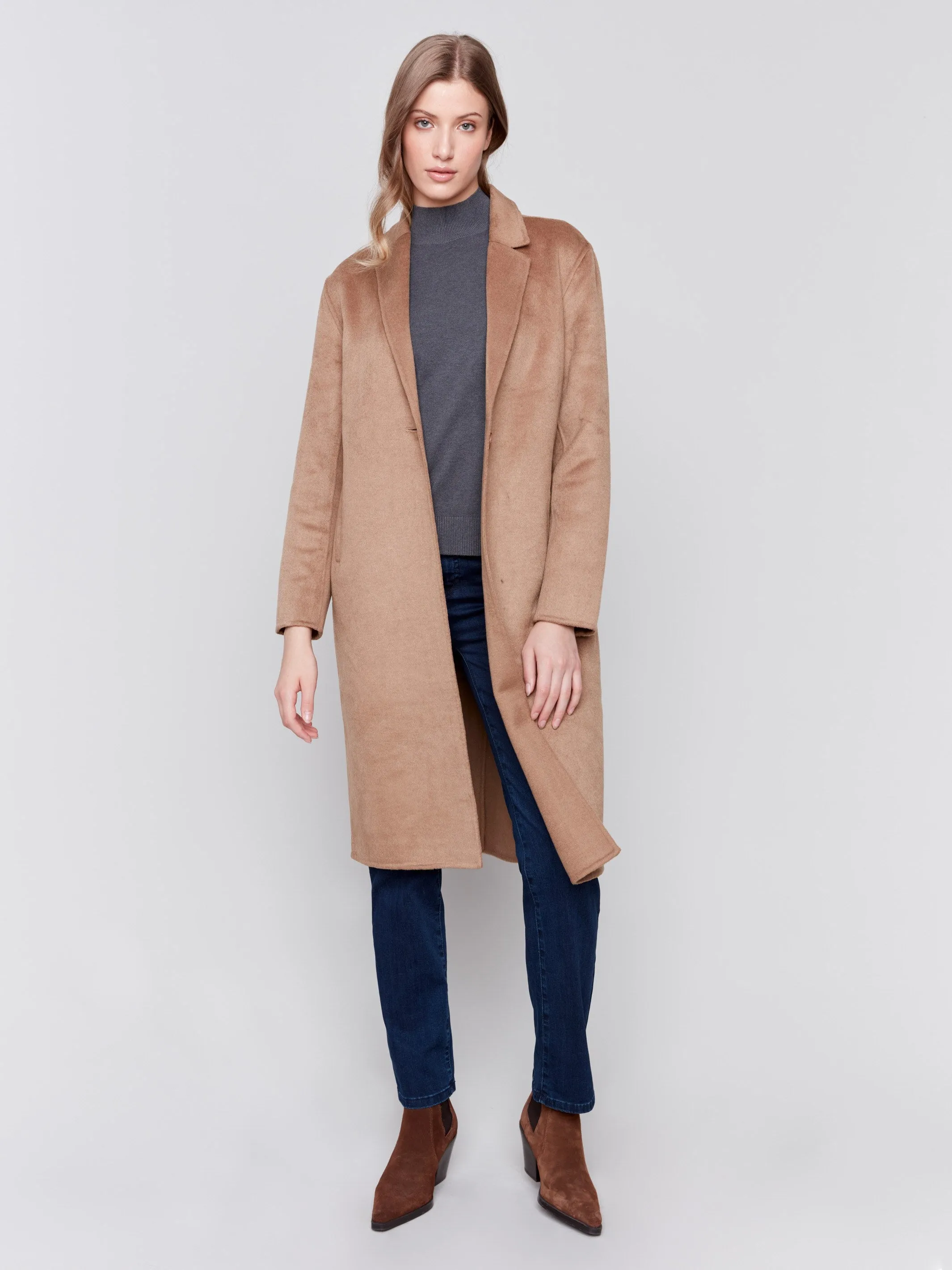 Long Double-Faced Wool Coat - Truffle