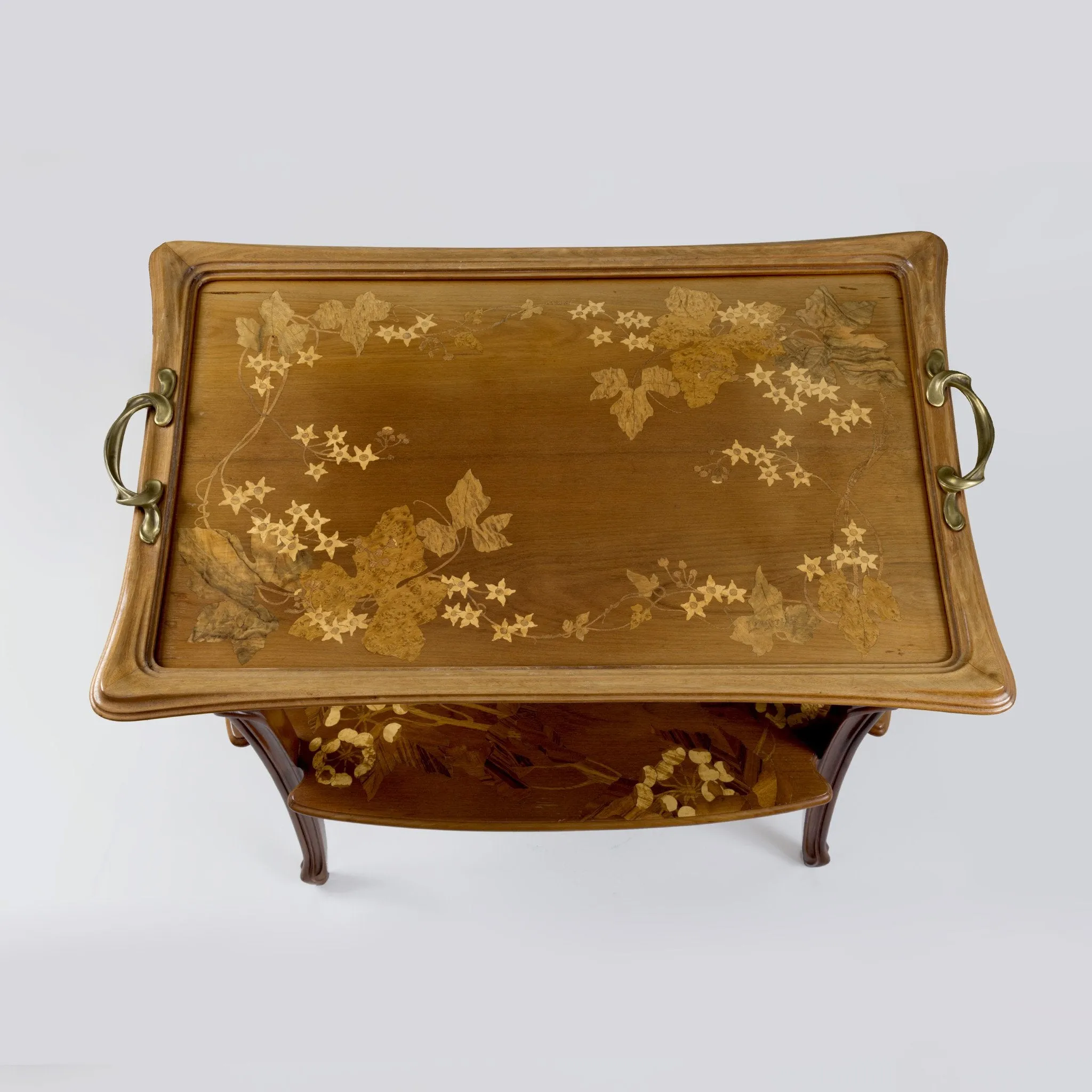 Louis Majorelle Two-Tiered Fruitwood Marquetry Table