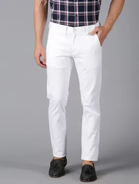 MEN'S WHITE SOLID SLIM FIT TROUSER