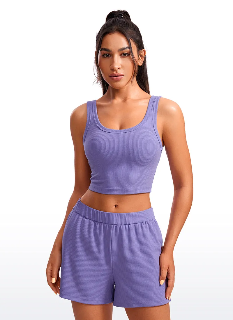 Ribbed U Neck Build-in Bra Tanks