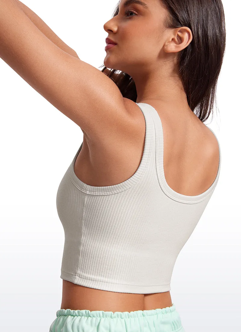 Ribbed U Neck Build-in Bra Tanks