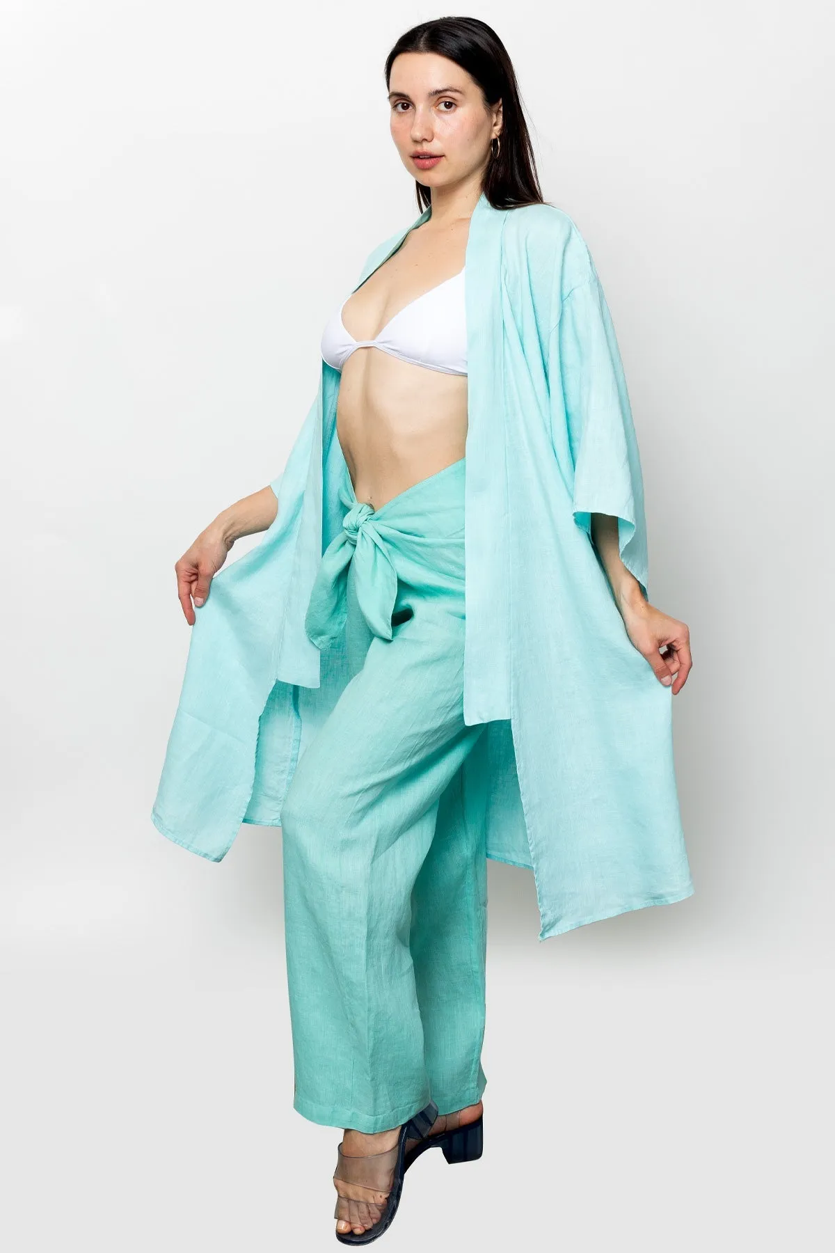 RLIN01GD - Linen Kimono Robe