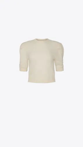 Ruched Sleeve Cashmere Sweater - Cream