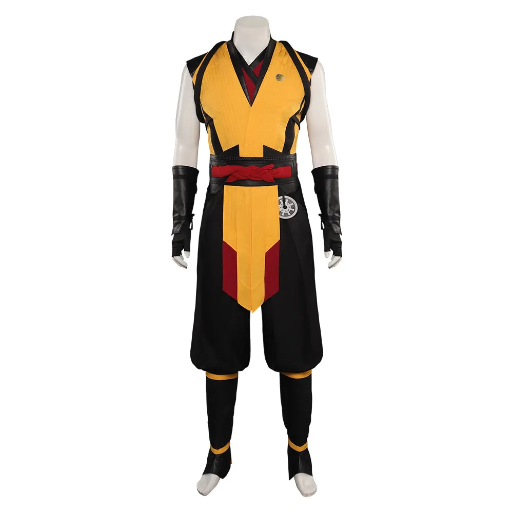 Scorpion Scorpion cos cosplaycostumes Mortal Kombat Scorpion  Cosplay Costume Men Vest Pants Belt Outfits Halloween Carnival Party Suit