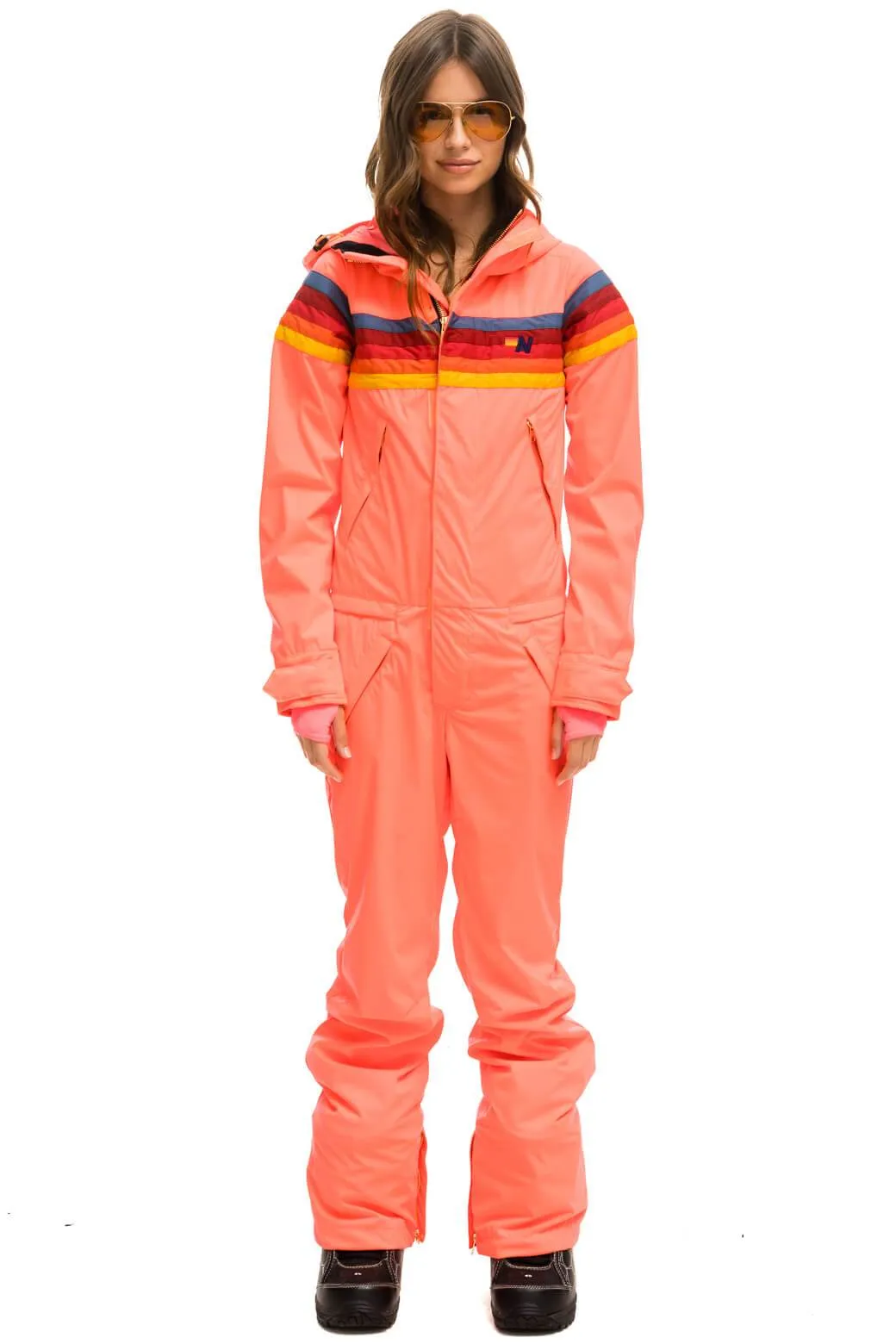 WOMEN'S 3 LAYER POWDER SUIT - NEON FLAMINGO