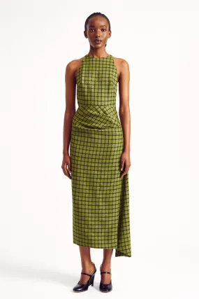 Yamuna Green Shetland Houndstooth Dress